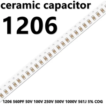 (50tk) 1206 560PF 50V 100V 250V 500V 1000V 561J 5% COG 3216 SMD Keraamilised Kondensaatorid