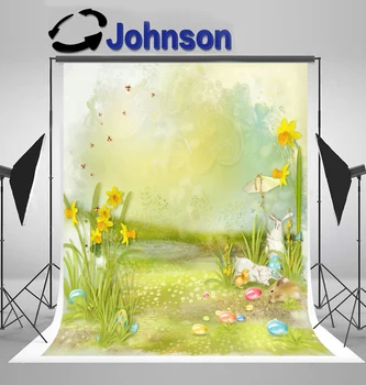 JOHNSON Easter Päev Küüliku Munad Spring Flower Grass tausta kvaliteetne Arvuti prindi taustaga isik