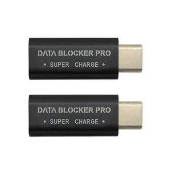 4TK USB Type-C Andmeid Blokeerija USB-C Mahla Jack Defender Adapter Toetab Kiire Laadimine(50V/5A) Stop Andmete Vargust (Must)