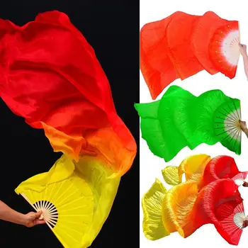 Hot Müüa Kid Naised kõhutantsu Fan Gradient Värvi Tantsija Tava Pikk Imitatsioon Silk Fännid 150cm Rayon Silk Fännid