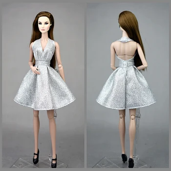 Nukk 30cm kleit / backless kleit seelik / hõbedane kleit riided õhtukleit komplekt 30cm BJD Xinyi FR ST Barbie Nukk