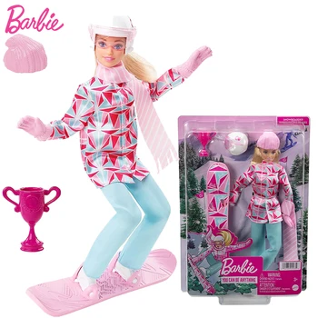 Algne Barbie Nukk Lumelaudur Winter Sport Teema Blondid Juuksed Mood Jope Pant Tarvikud, Mänguasjad, Laste Mootorsaan Komplekt