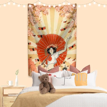 Jaapani Kunsti Illustratsiooni Vaip, Geisha Girl Trükitud Anime Tuba Decor Seina Riputamise Dorm Taust Riie Diivan Tekk