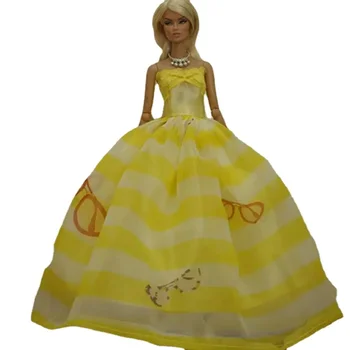 1/6 Kollane Printsess Kleit Barbie Nukk Varustus Riietus Barbie Riided 11.5