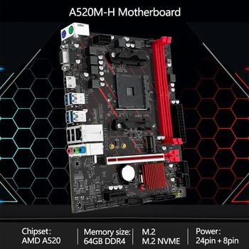 UUS 2023 A520M-H AM4 Emaplaat toetab AMD Ryzen R5 4000/5000 seeria CPU Töötlejad DDR4 Dual channel Mälu RAM M-ATX