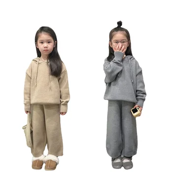 Korea Kids Kampsun Kootud Kampsun girl Kevad-Sügis Laste riided Topp Talvel Ülerõivad Laps Tüdruk Tracksuit 2-9Y