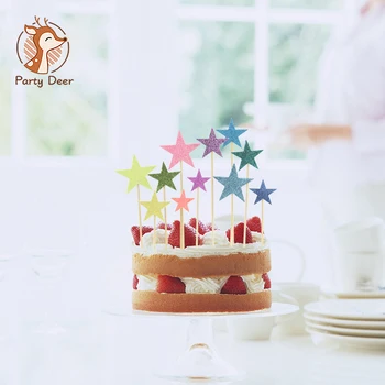 50tk 3Size Värv Star Cupcake Toppers Sünnipäeva Kook Torukübar Kaunistus Korjab Lapsed Pulmas Kaunistused Baby Shower Soosib