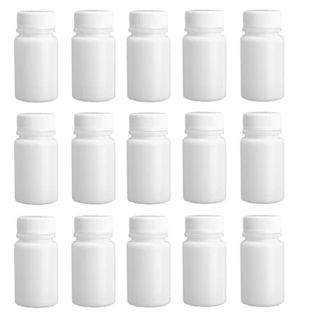 100tk 10cc 15cc 30cc Tühi meditsiinilisest Plastikust Pudelid Kaanega Korduvtäidetavaid Valge pakendid Kaasaskantav Pill Tabletid Mahuti