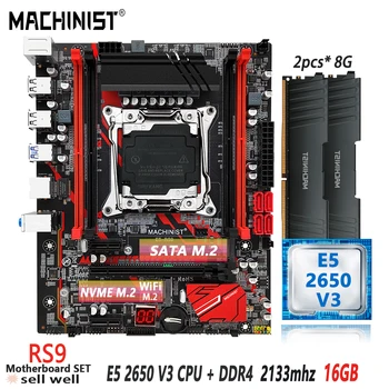 MASINIST RS9 X99 Emaplaadi Komplekti LGA-2011-3 Kit Xeon E5 2650 V3 CPU Protsessor, 16 GB(2*8 GB) DDR4 ECC RAM Mälu Nvme SSD M. 2 Sata