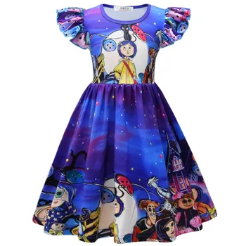 Disney Printsess Miljoni Halloween Kostüüm Vaimu Lapsed Printsess Kleidid Coraline Lapsed Sõidavad Varrukad Väikesed Tüdrukud Kleit