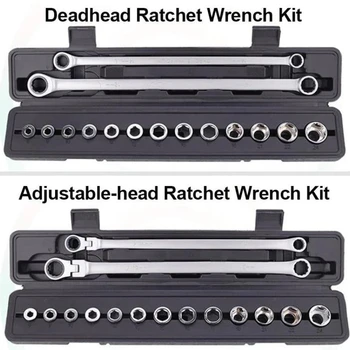 15TK Reguleeritav Ratchet Mutrivõti Komplekt Chrome Vanadium Steel Torque Wrench Socket Set Auto Remondi-Käsi-Tööriistad
