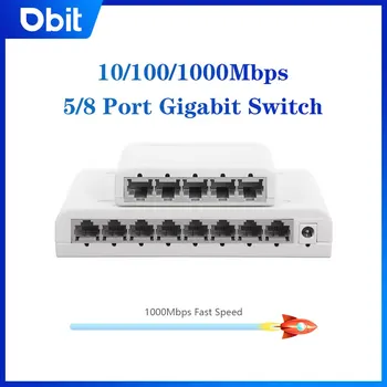 DBIT 5 /8-Port Gigabit Andmeid Vahetada,Võrgu-Hub,Töölaua Ethernet Splitter,Plug & Play Varjestatud Sadamate Fanless Vaikne Mini Portable