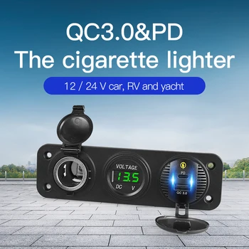 QC3.0 Tüüp C-Fast Usb autolaadija sigaretisüütaja pesasse Voltmeeter Ekraan Mobiil Vooluvõrku Dc 12V Pistik 5V 3A Adapter