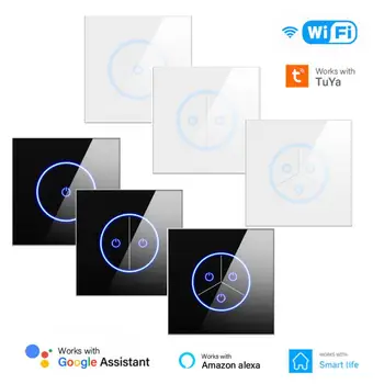 10A WIFI Tuya Smart Switch EL 1/2/3Gang Valguse Lüliti Alexa Google ' i Kodu hääljuhtimine Klaasist Paneel, Touch Tulede Lüliti Arukas Elu