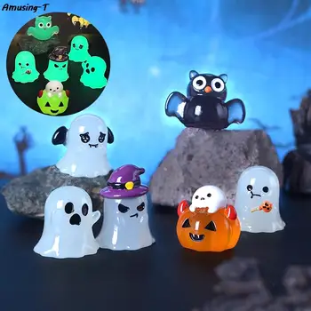 6tk/set Helendav Halloween Ornament Cartoon Öökull Vaim Kõrvits Nukk Micro Maastiku Teenetemärgi Nukumaja Kääbus Mänguasi