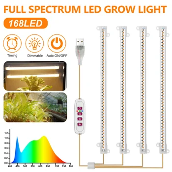 USB-Taimed Kasvavad Lamp Siseruumides Täieliku Spektri Led Grow Light Taimer 5 Režiimid Reguleeritav Täiendava Lamp Mahlakas Lille