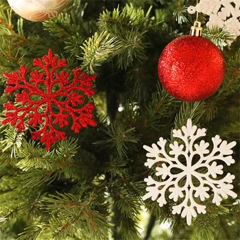 4 Tolline Pakk 40 Valge Glitter Lumehelves Jõulud Kaunistused Xmas Tree Rippuvad Jõulud Kaunistused Koju, Tuba Decor NoëL
