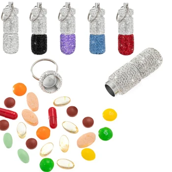 Täielik Rhinestone Tsingi Sulam Meditsiin Pudel Pill Box Tablett Omanik Vahuveini Pill Box Mini Pill Omanik Korraldaja
