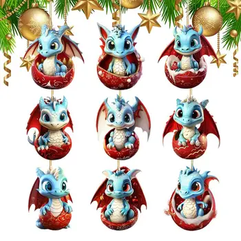 Dragon Muna, Tapeedid Ornament 9PCS Jumalik Jõulupuu Kaunistama Peen jõulukaunistused Naljakas Dragon Kujukeste