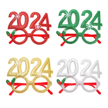 2024 Uus Aasta Klaasid Raami Photobooth Rekvisiidid Häid Jõule Kaunistused Xmas Navidad Kingitused Uusaasta Eve Pool Soosib Teenetemärgid