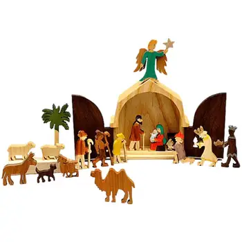 Puidust Jõulud Kristuse Komplekt Beebi Sündimise Critters Ja Märgid Siseruumides Playset Jõulud Lugu Stseeni Decor