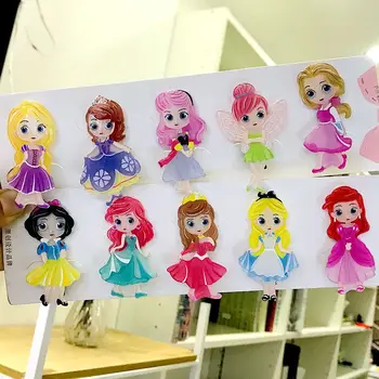 Disney laste akrüül juuksed clip glitter tüdruk printsess duckbill clip cartoon sophia tukk clip beebi headdress