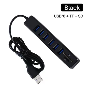 USB 2.0 Hub, 6-Port Hub Mitme Splitter Port 100cm Pikk kaabel Mitu Expanderfor Arvuti Sülearvuti USB Adapter Tarvikud