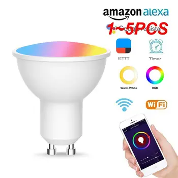 1~5TK Smart Wifi Lamp LED RGB CW 5W Remote hääljuhtimine Juhitava Kerge Töö Kodus Alexa Ajastus Funktsioon
