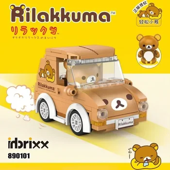 Rilakkuma Karu Auto Mudel ehitusplokid Mini Kawaii DIY Koguda Mänguasi Jõulud Kingitus