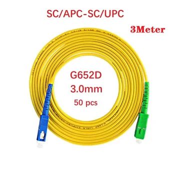 Fiber Optic Patch Cord 50tk 3Meter SC/UPC-APC Fiiber Optiline Kaabel Sx Core G652D 3.0 mm fiiberoptiliste Jumper Especial Brasiilia