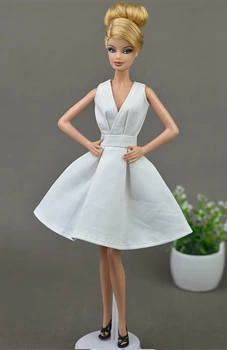Puhas Valge Elegantne Käsitsi valmistatud Unikaalne Kleit Barbie Nukk Pool Varrukateta Kleidid Vestido Riided 1/6 BJD Nukk Tarvikud