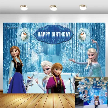 Disney Printsess Külmutatud Taustaks Jää Lume Kuninganna Elsa Anna Tüdrukud Sünnipäeva Lumehelves Lossi Custom Foto Background Bänner
