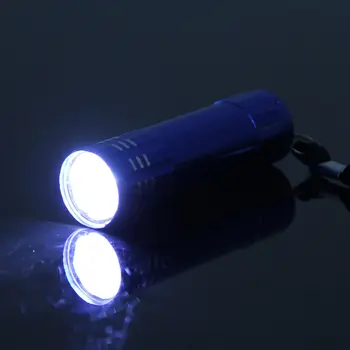 Kuuma 9 LED Mini Ultra Bright väljas Tõrvik Taskulambid niiskuskindel Kerge Super Tahke Tõrvik Sinine Alumiinium Telkimine