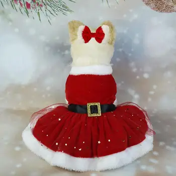 Läikiv Võre Pet Kleit Hingav Pet Pidulik Kostüüm Pet Kleit Läikiv Sära Santa Kostüüm koos Hairband Jõulud Fotod