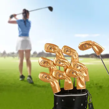 9x Golf Raud Hõlmab Set, Wrap Sokid 4, 5, 6, 7, 8, 9, S, P, A, Paks Kuulitõukaja Kii Headcover Golf Club Headcovers Reisi Putters