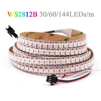 5V WS2812B RGB LED Valgus 5050, Veekindel 144/30/60LED/m WS2812 IC Paindlik LED Lindi Täielik Värvi RGB Tuled 1m 2m 5m