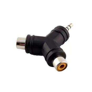 1tk 3.5 mm Stereo Aux-Isane Pistik Dual RCA-Phono Naine Jack Audio Y Jagaja Adapter Converter Must