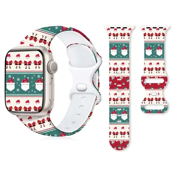 Jõulud Langevad Watch Band ühildu Apple Vaadata 38/40/41/42/44/45/49mm Reguleeritav Pehme Silikoon Ansamblid iWatch Seeria