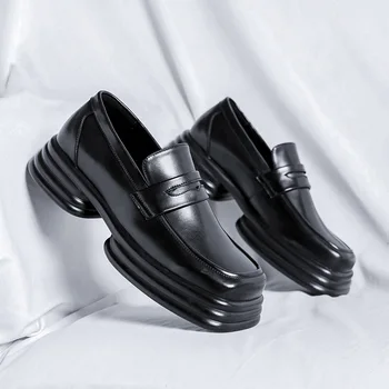 itaalia brändi disainer meeste mokassiinkingad luksus mood ehtne nahk kingad tõsta-platvormil, kinga pool bankett square varba tossud