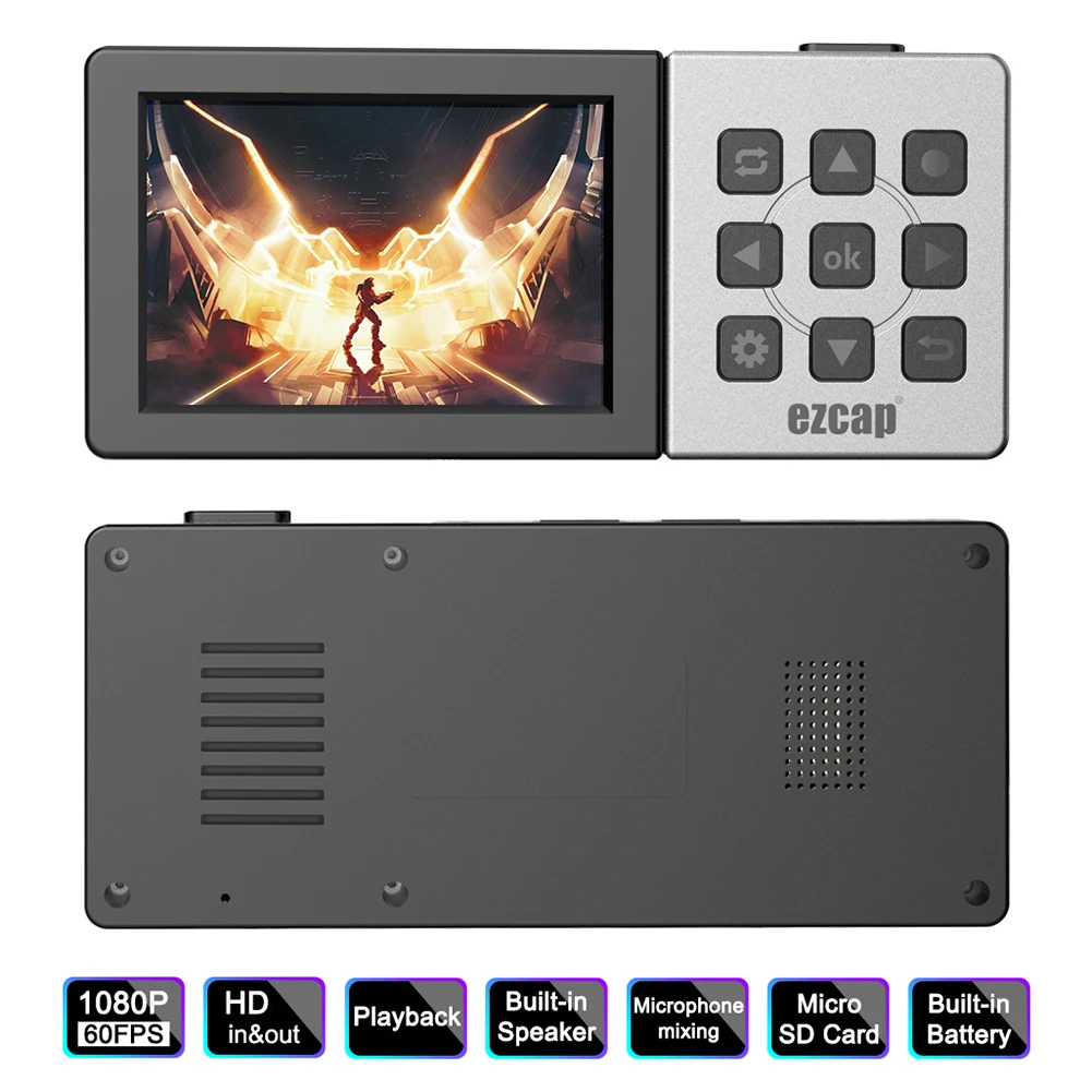 Ezcap 273 HD 1080P Video Recorder Lahtrisse Kantav Mäng Kogumise Kast koos 3,5-Tolline LCD-Ekraan, 1080P 60fps Mängu Capture Seade - 5