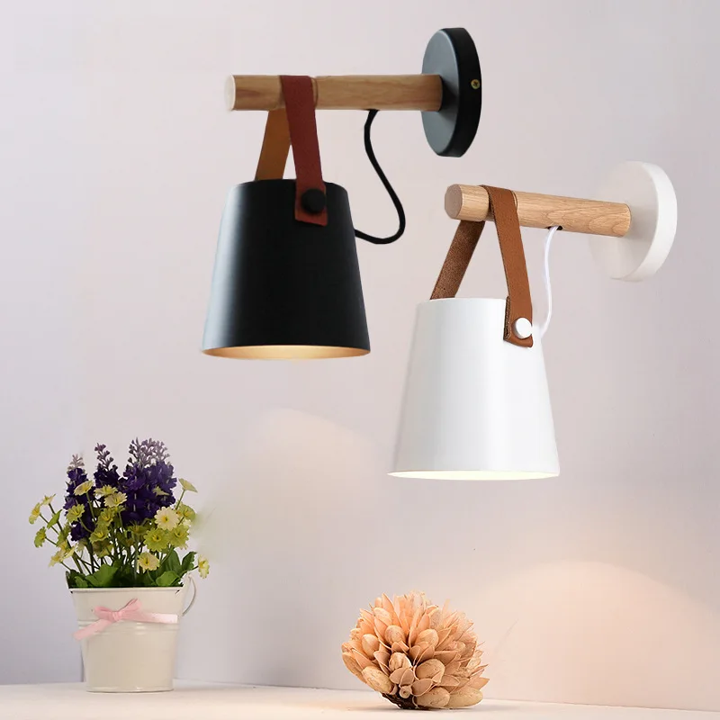 Põhjamaade stiilis täispuidust LED seina lamp kaasaegne minimalistlik kunst öö lambi puidust sisekujundus, trepikoda pöörleva vahekäiguga lamp - 1