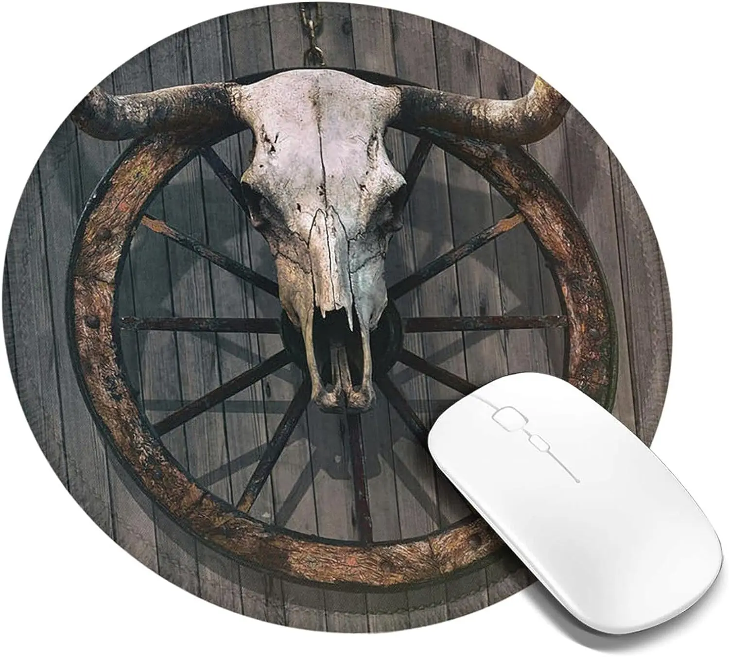 Bull Skull Rippuvad Puidu Pruun Ring Mouse Pad Mousepad mittelibiseva Kummist Hiire Matt Arvuti Desk Gaming Laptop Ameti Töö - 2