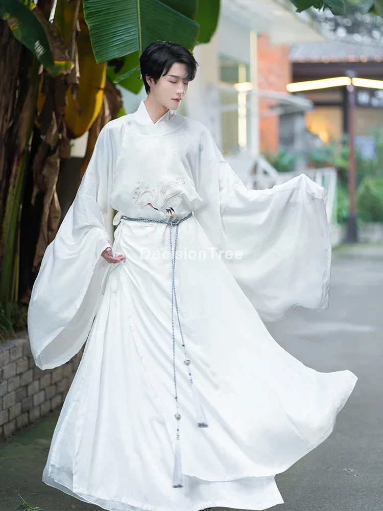 2023 mehed hanfu rüü kostüüm traditsiooniline hiina fairy kostüümid sifonki kraana tikandid hanfu rüü staadiumis täitmiseks riided - 0