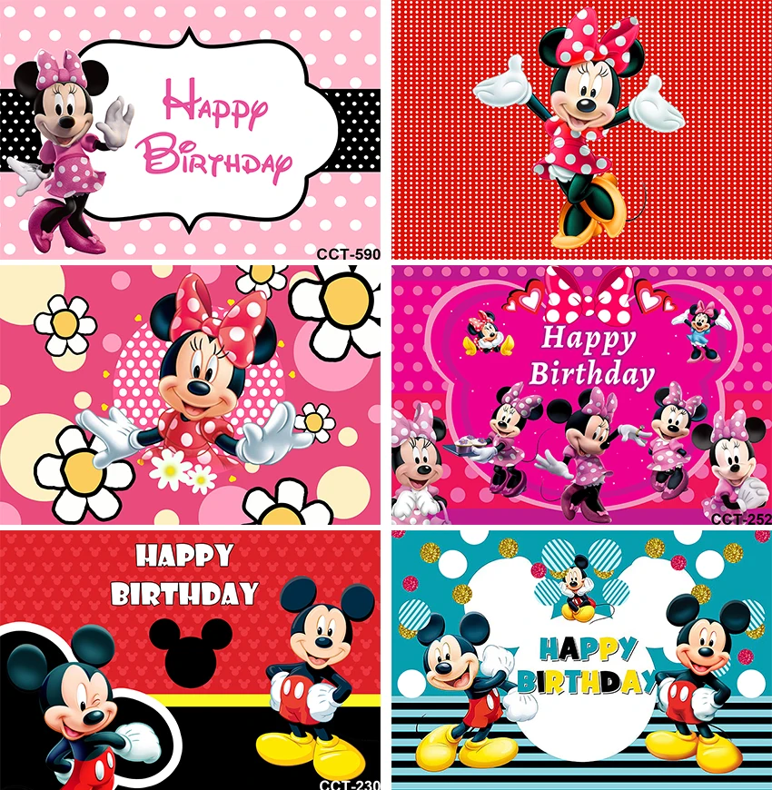 Minnie Mickey Mouse Fotograafia Taustaga Vinüül Lapiga Foto Tulistamine Tausta Beebi Sünnipäeva Foto Stuudio Tausta - 0