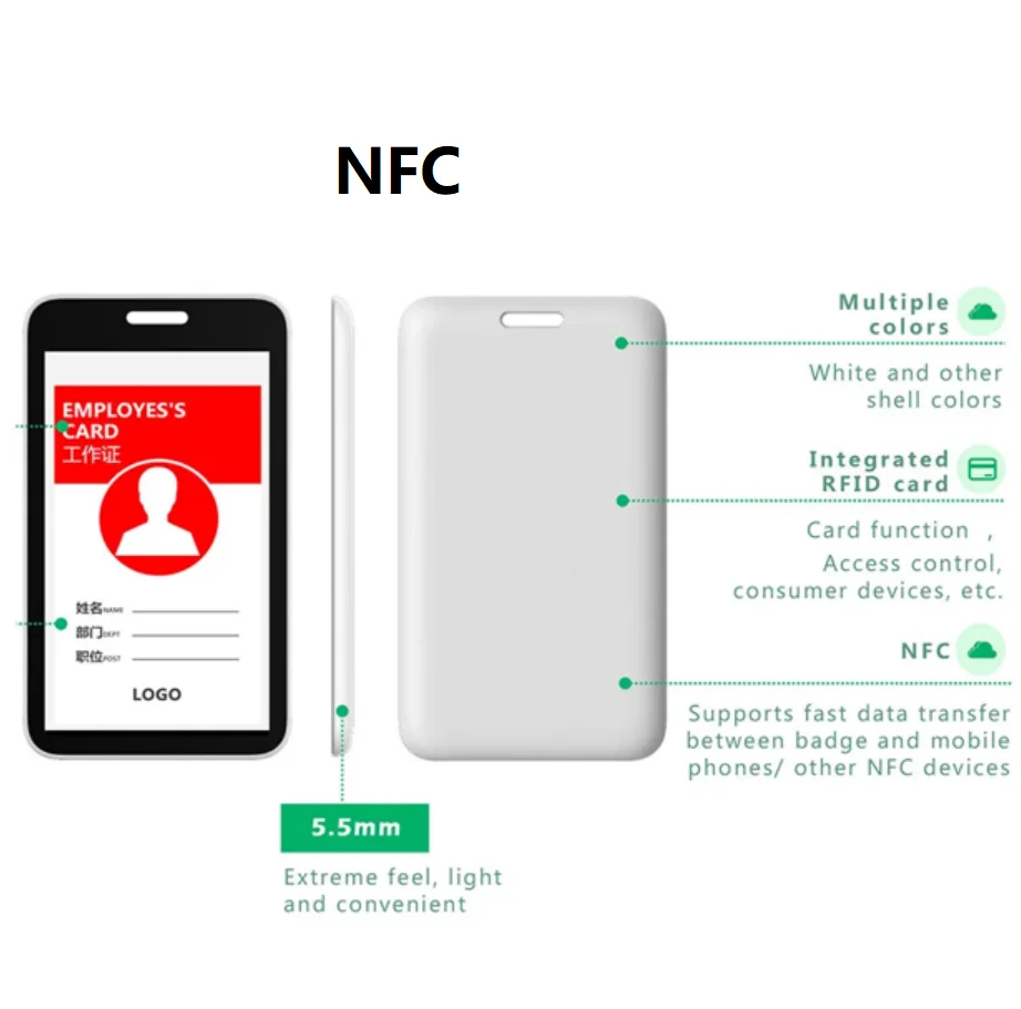 3.7 tolline Batteryless NFC Epaper ESL Label Nimi Pleki Tööd, ID-Kaart E-tindi Tee Pääsme Elektroonilise Nime Märgi Digitaalse Nimi Tag Kuva - 0