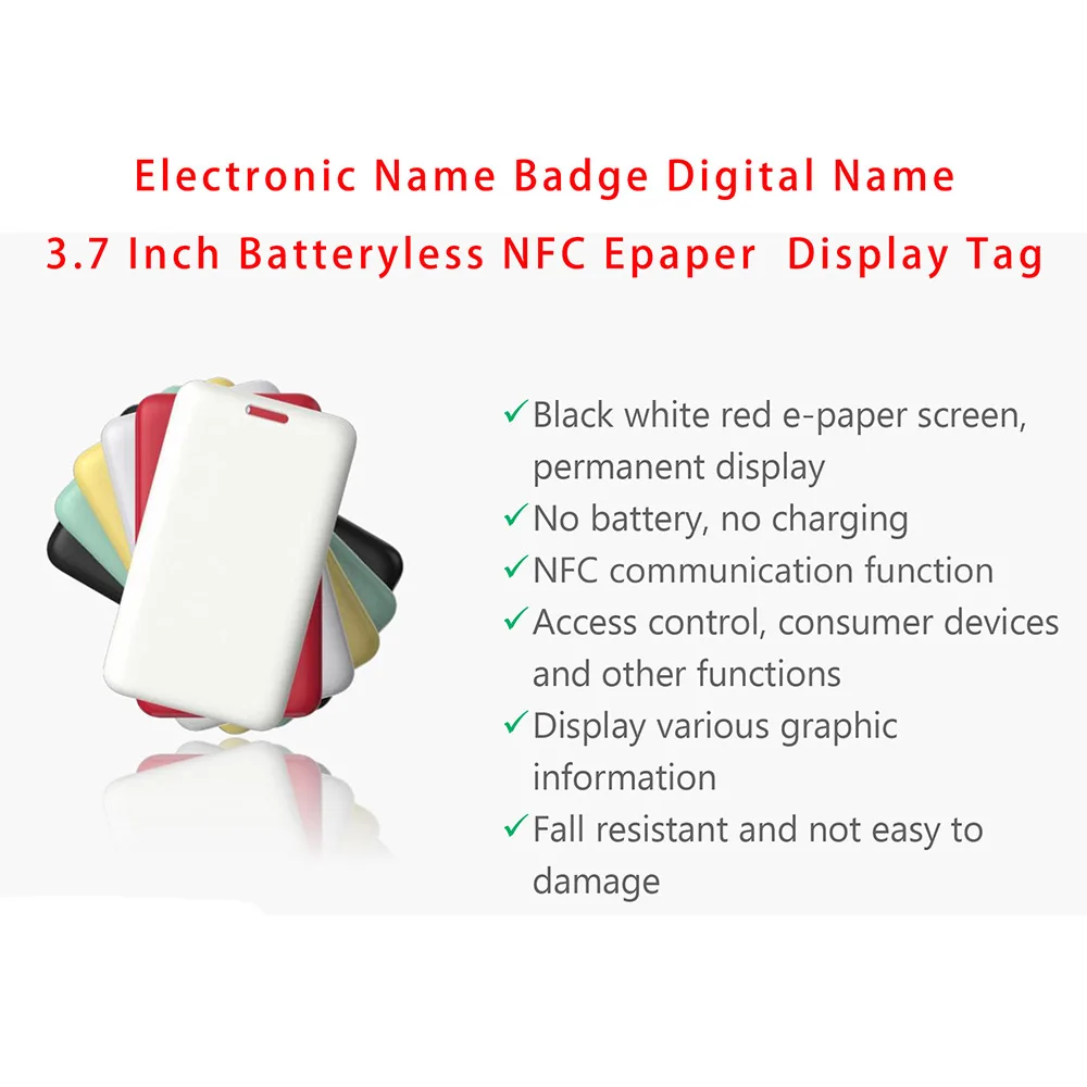 3.7 tolline Batteryless NFC Epaper ESL Label Nimi Pleki Tööd, ID-Kaart E-tindi Tee Pääsme Elektroonilise Nime Märgi Digitaalse Nimi Tag Kuva - 1