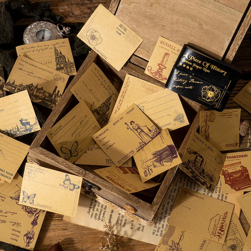 50 Tükk Tükk Viimase Seeria Retro Sildi Memo Padjad DIY Materjali Paber-Pack Junk Teataja Scrapbooking Vintage Märgib, Kirjatarvete - 1