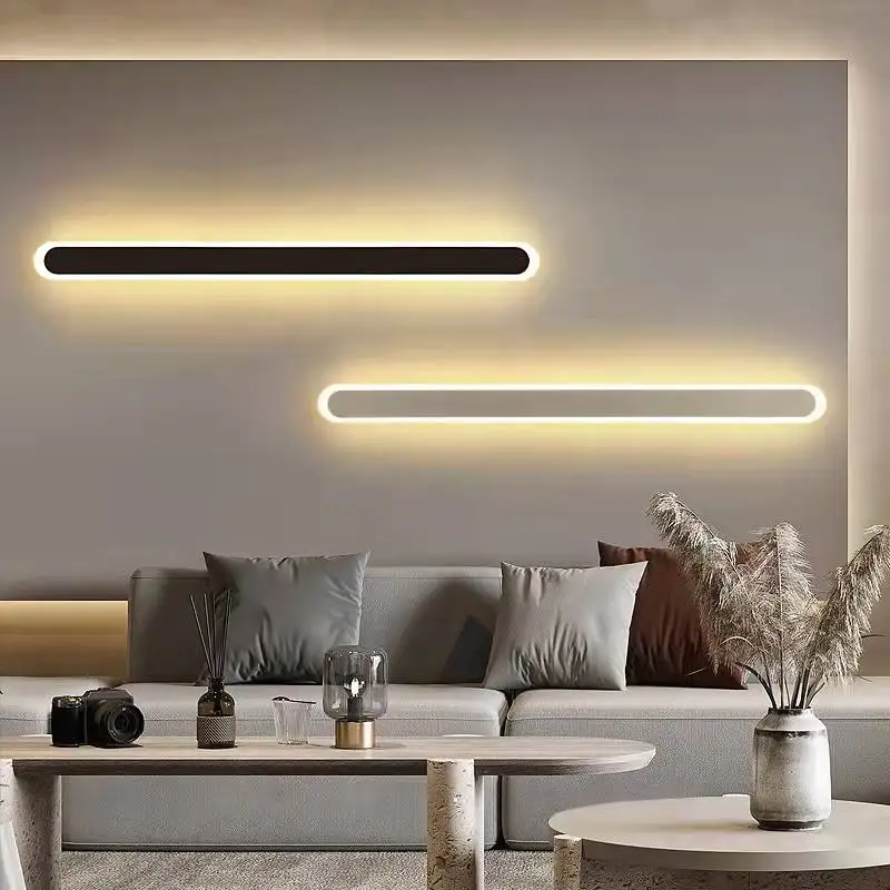 Kaasaegne LED Seina lamp Lihtne Minimalistlik Pikk Riba Lae Valguse Siseruumides Taust Koridori Uuringus Söögituba Kuld Must Valge - 2