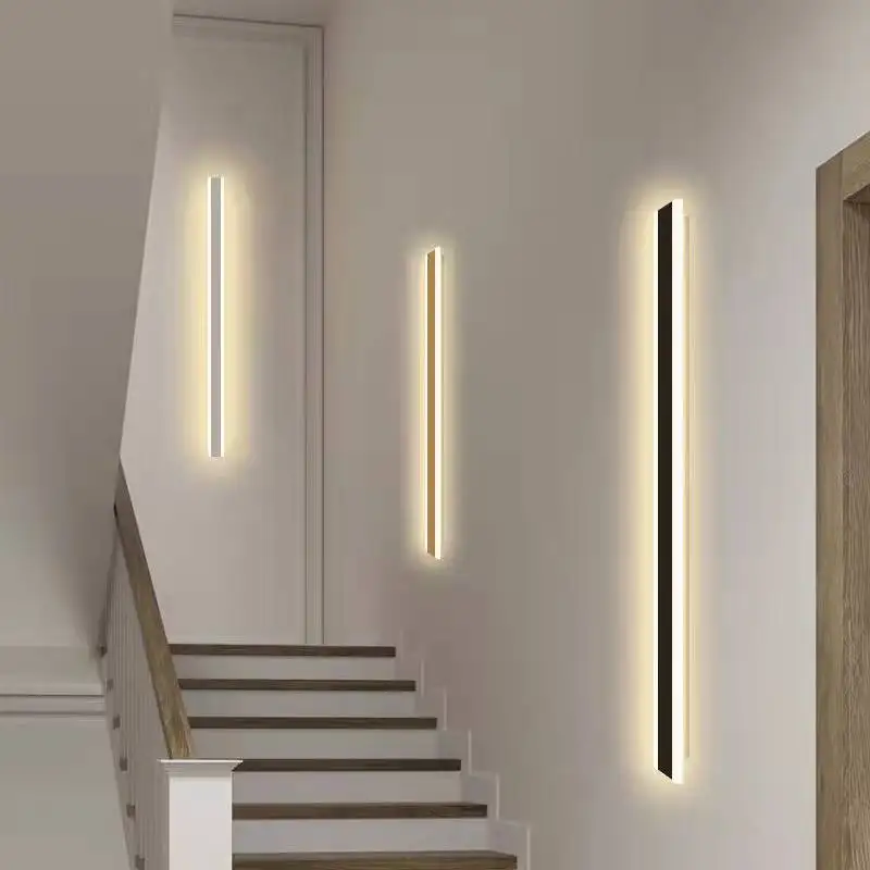 Kaasaegne LED Seina lamp Lihtne Minimalistlik Pikk Riba Lae Valguse Siseruumides Taust Koridori Uuringus Söögituba Kuld Must Valge - 3
