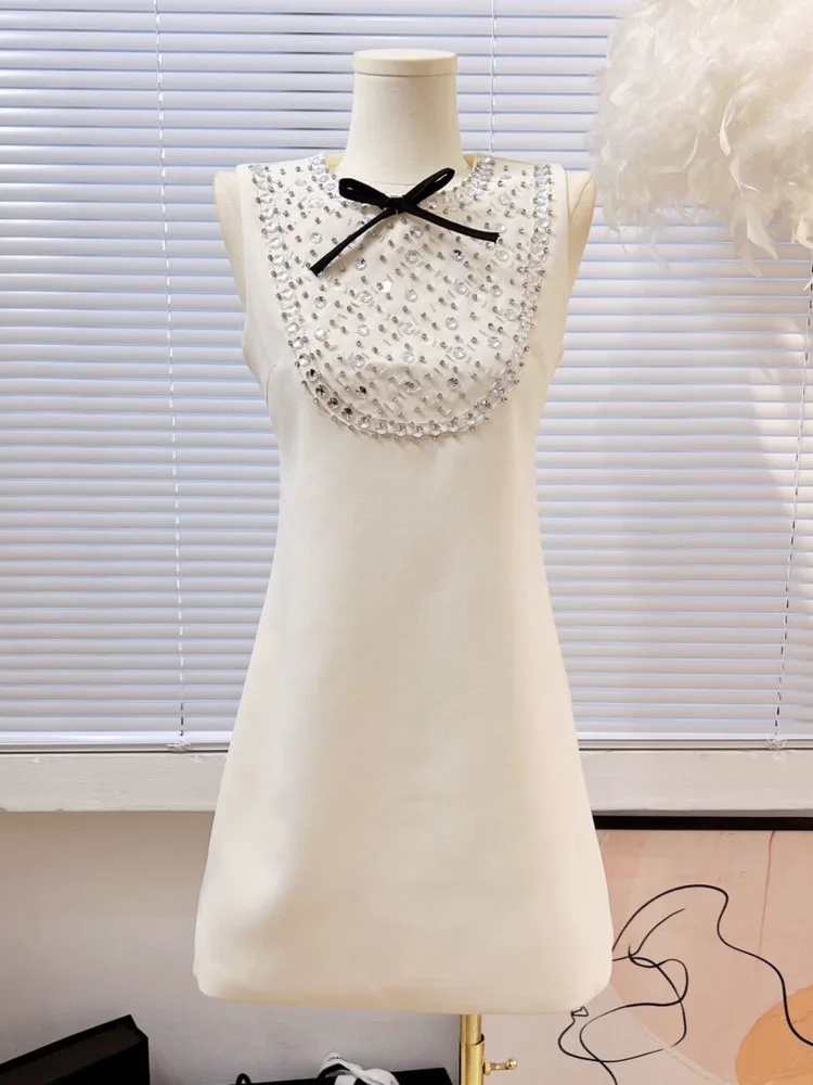 Kõrge Quallty Raja Luksus Teemandid Profileerimine Suvine Kleit Naistele 2023 Prantsuse Elegantne Mood Mini Peokleidid Riideid Vestidos - 0